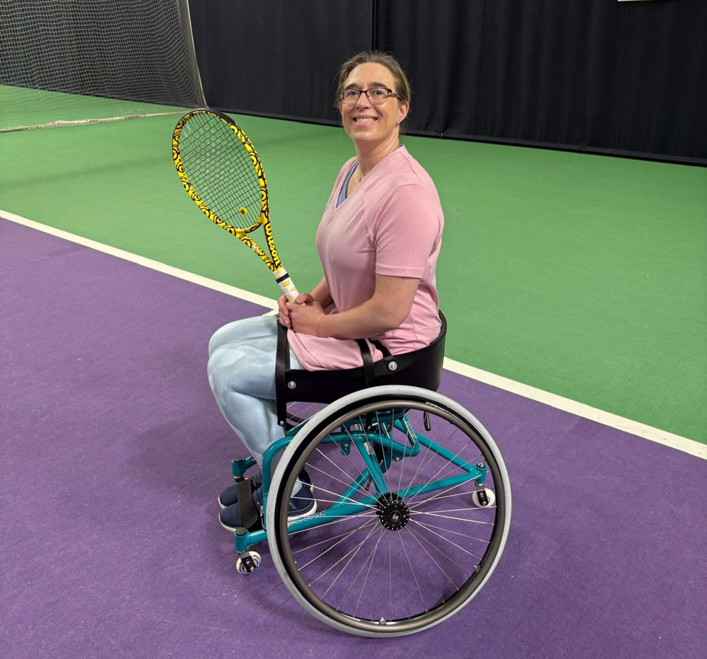 Natalie in the Advantage Tennis Wheelchair